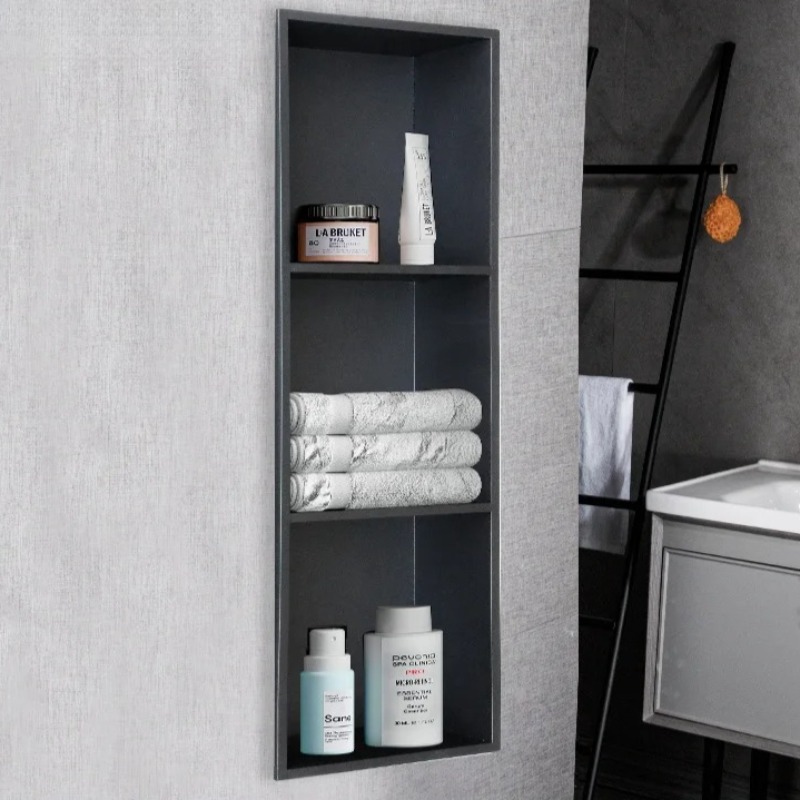 Shower Niche Stainless Steel Recessed - 04-roestvrij staal verzonken zwarte muur nis