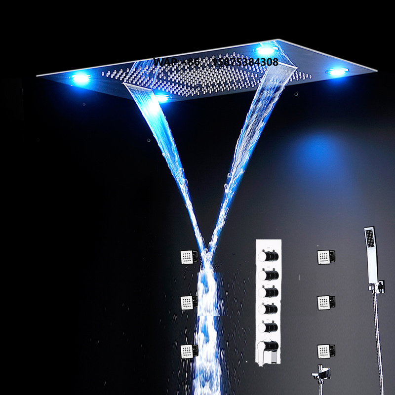 Led Rainfall Shower Head Waterfall - Grote LED-douchekranen Badkamer thermostatische doucheset Multifunctionele