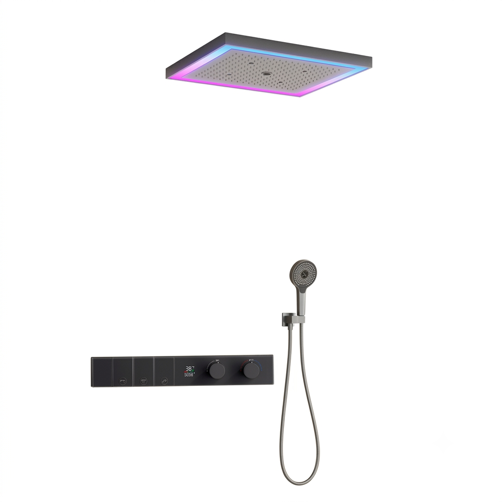 Concealed Thermostatic Shower System Set - 600x500 Vierfuncties Regendouche Thermostaat Smart LED