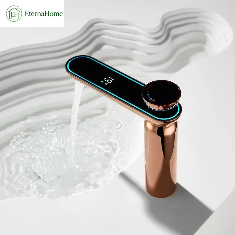 Thermostatic Mixing Valve Digital Display - Wastafelkranen Zwart/Goud/Grijsgoud/Wit Wastafel Digitaal display Kranen