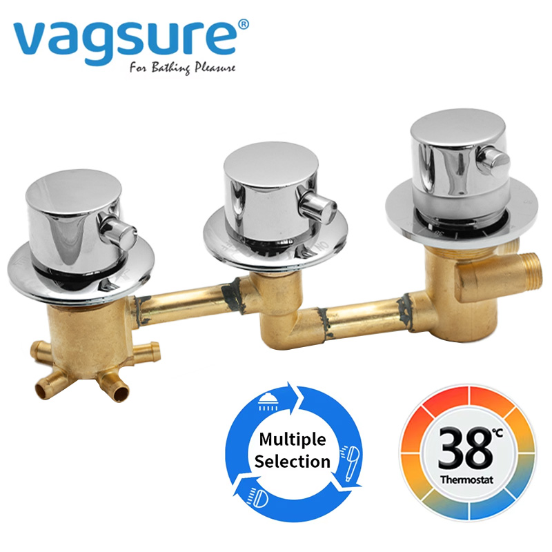 Thermostatic Shower Faucet Valve 3 Way - Nieuwe Triple Handle Thermostatische Messing Douchekraan
