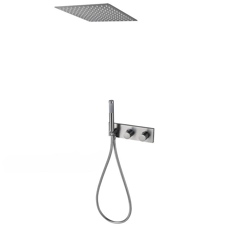 Concealed Thermostatic Shower System Set - Gunmetal/Geborsteld Goud/Blk Badkamer Thermostatische Douche Systeem