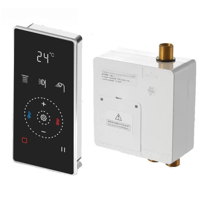 Thermostatic Shower Faucet Valve 3 Way - Digitale LED-douchethermostaat, LCD-display, 2/3-weg mengkraan, zwart