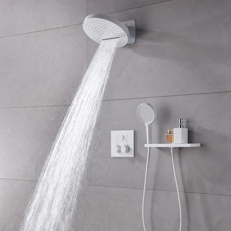 Concealed Thermostatic Shower System Set - Duitse, witte, wandmontage thermostatische doucheset, volledig
