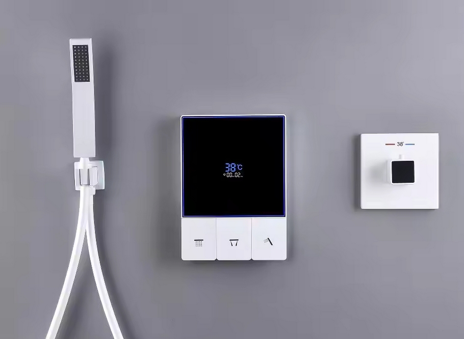 Thermostatic Mixing Valve Digital Display - Nieuwste witte massief messing 3-weg thermostaat