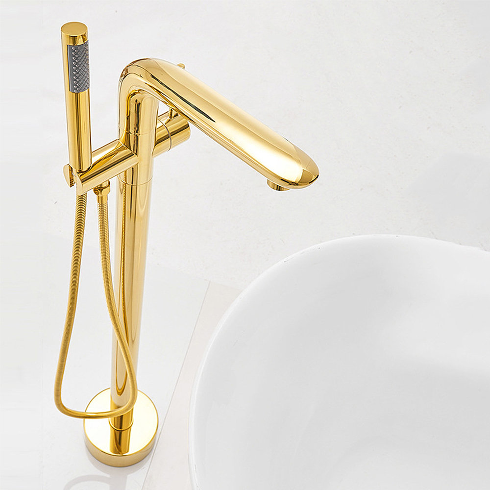 Freestanding Bathtub Filler Faucet Floor - Mode goud messing badkamer douchekraan set