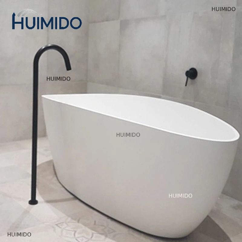 Freestanding Bathtub Filler Faucet Floor - Messing chroom of matzwarte afwerking, op
