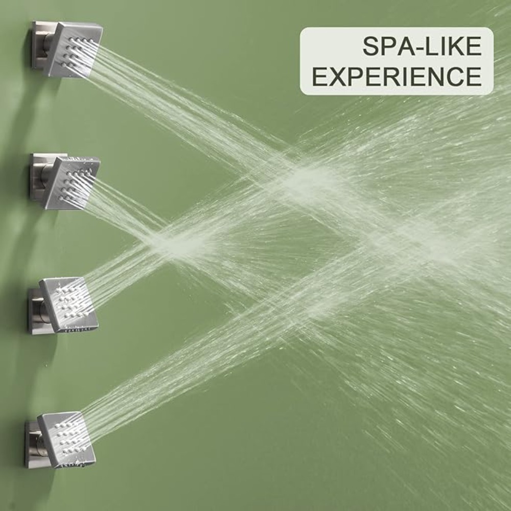 Shower Body Jet Massage Spray Square - Chroom Zwart Messing Lichaamssprays Vierkante Douche