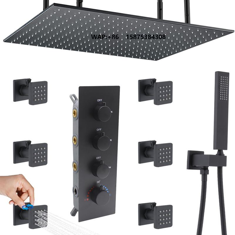 Concealed Thermostatic Shower System Set - Nieuw modern thermostatisch inbouw douchesysteem, drie