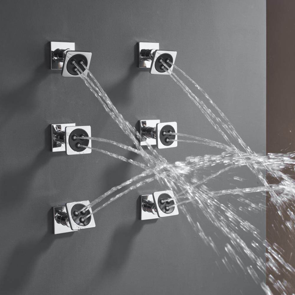 Shower Body Jet Massage Spray Square - Vierkante chromen douche-bodyjet, waterbesparende massage-zijspuit, badkameraccessoires