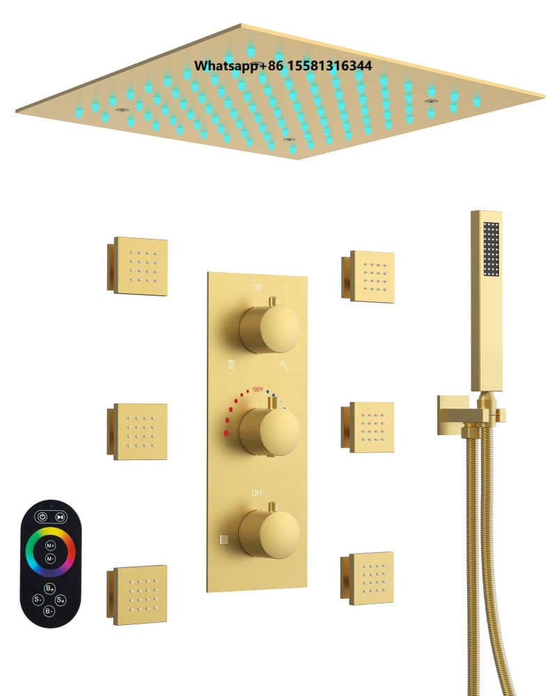 Concealed Thermostatic Shower System Set - Badkamer Chroom Plafondmontage Verborgen Thermostatische Doucheset