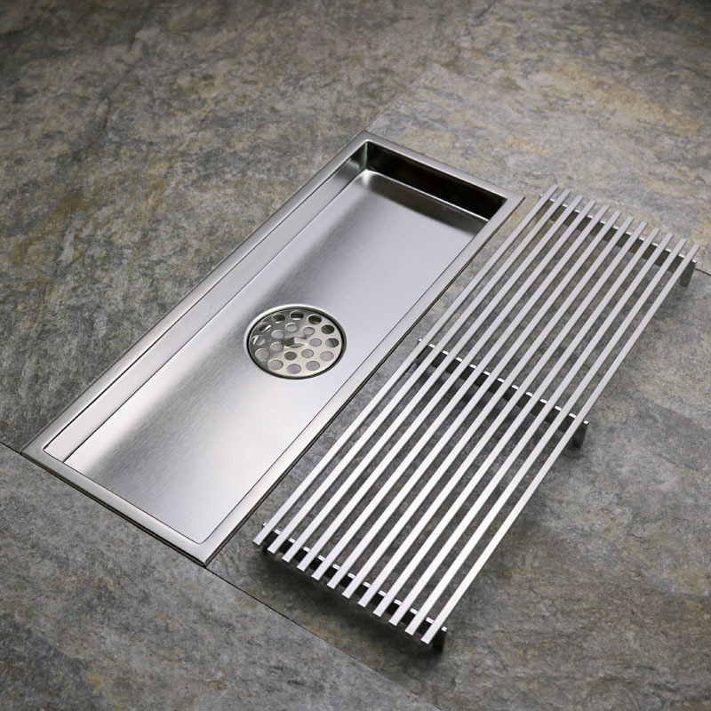 Linear Shower Drain Stainless 304 Tile In - Lineaire doucheafvoer met tegelinzetpanelen, zwart 304