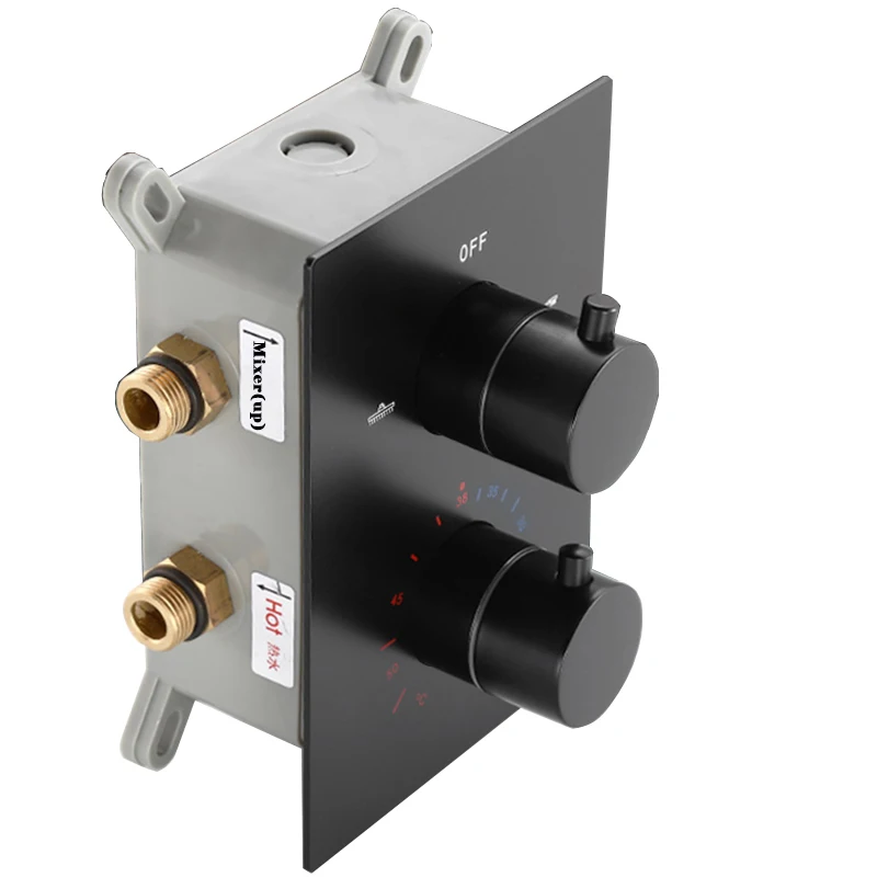Thermostatic Shower Faucet Valve 3 Way - LANGYO Matzwarte thermostatische douchekraan mengkraan 2