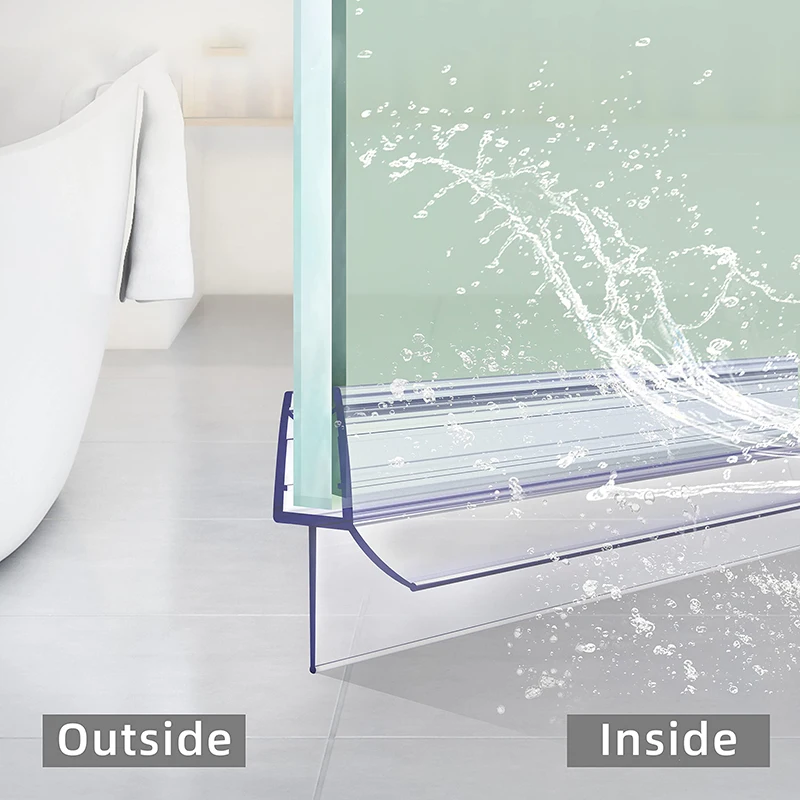 Shower Door Bottom Seal Strip Sweep - 1PC 0.5/1/1.5/2M Transparante Douchedeur Bodemafdichtingsstrip Frameloze
