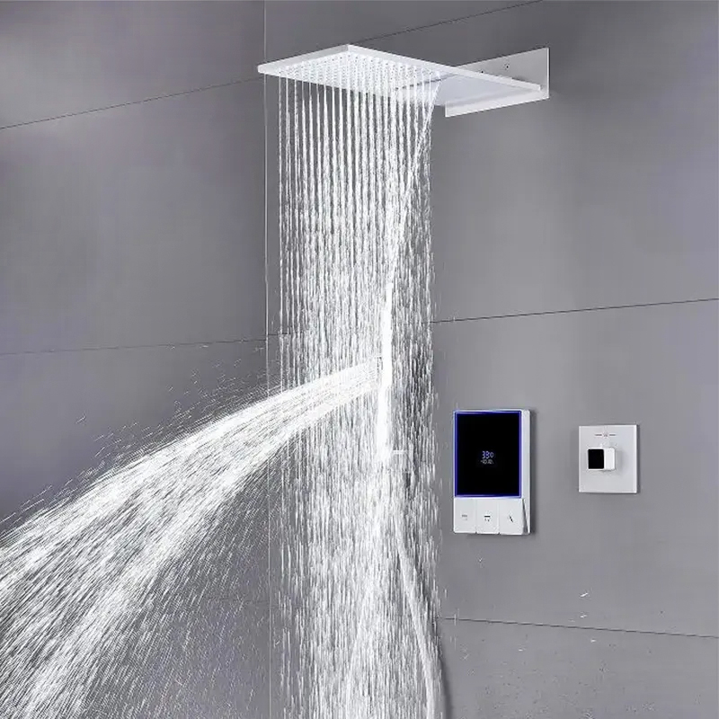 Led Rainfall Shower Head Waterfall - Slimme witte regenwaterval douchekop Digitale temperatuur