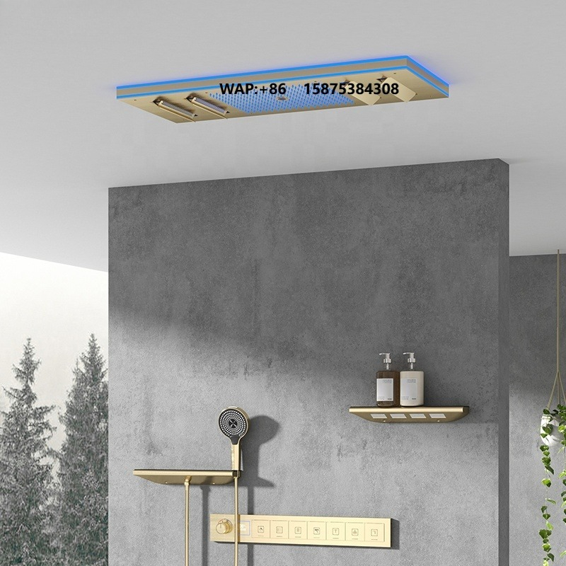 Led Rainfall Shower Head Waterfall - Nieuwe design geborsteld gouden LED muziek
