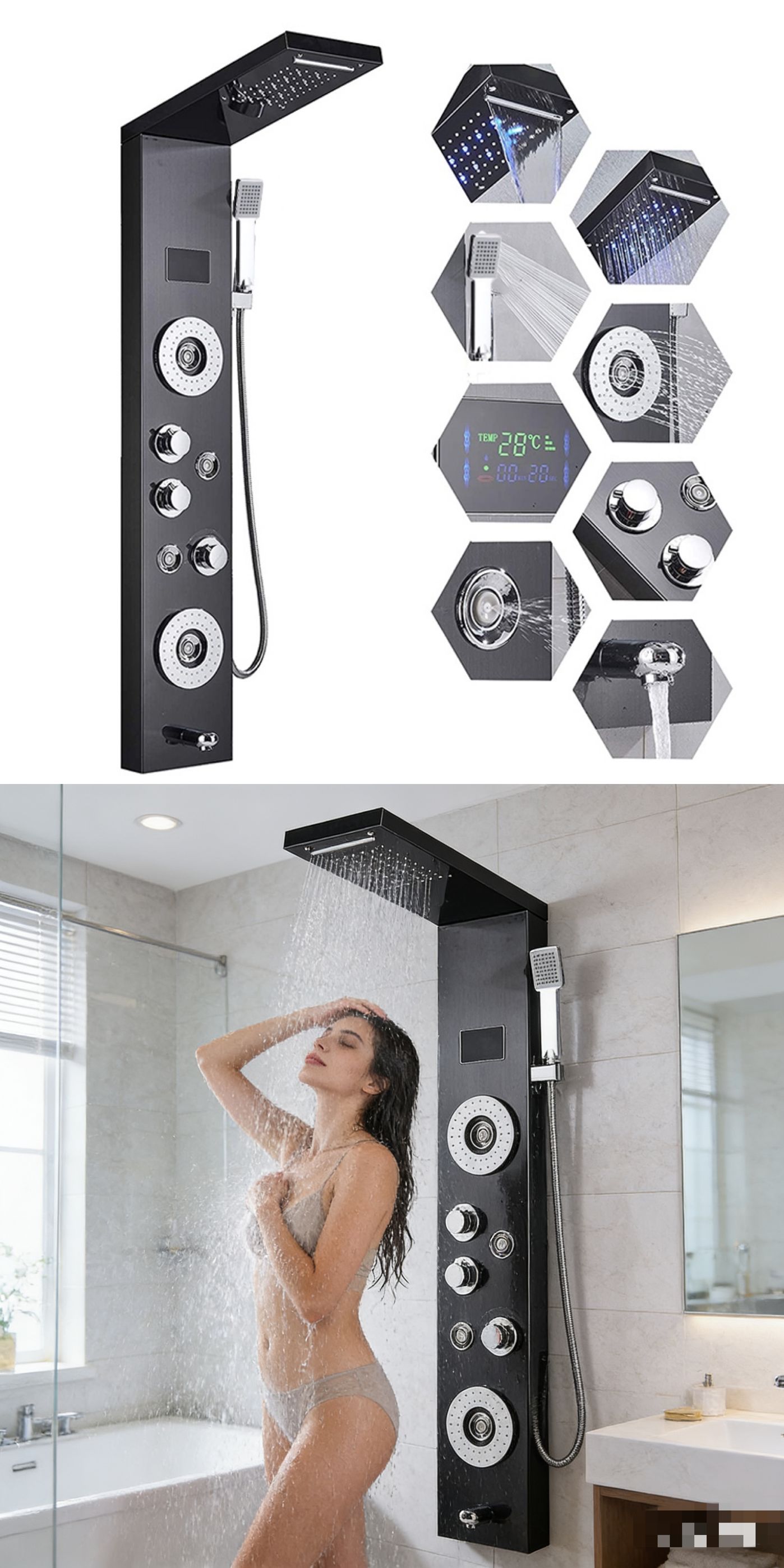 LED-digitaal display douchepan - Led Rainfall Shower Head Waterfall recensie en prijs