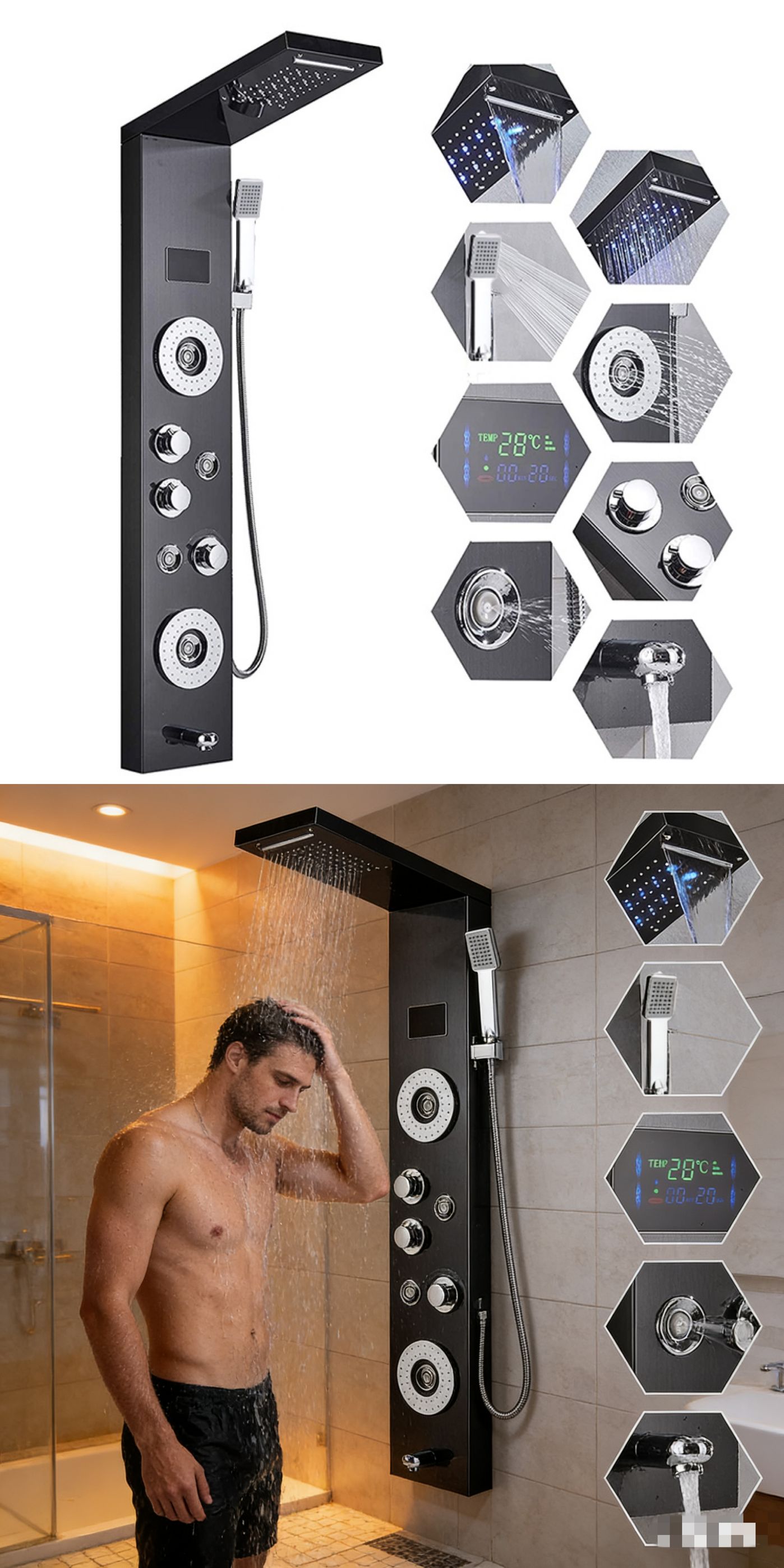 LED-digitaal display douchepan - Led Rainfall Shower Head Waterfall recensie en prijs