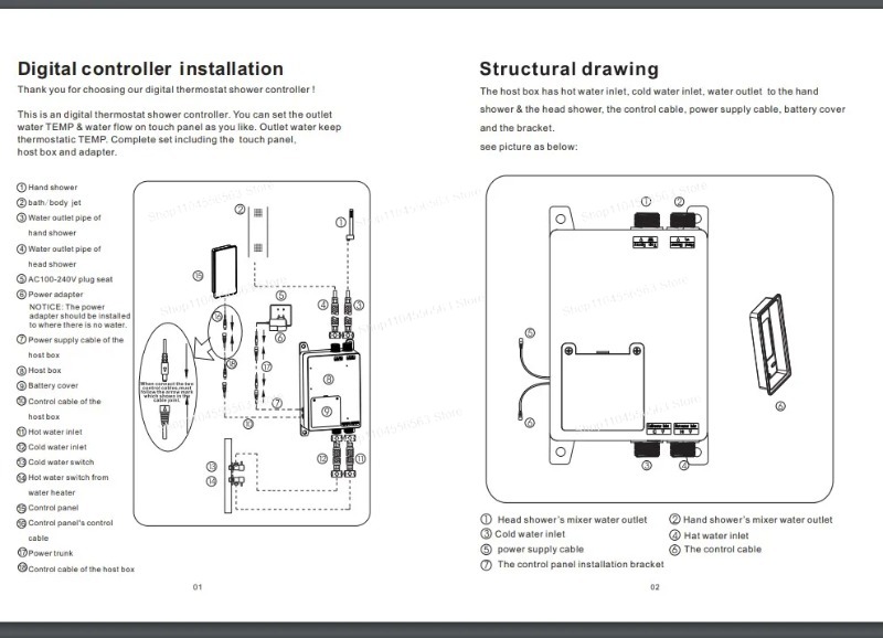 Digitale zwarte LED douchecont - Thermostatic Shower Faucet Valve 3 Way recensie en prijs