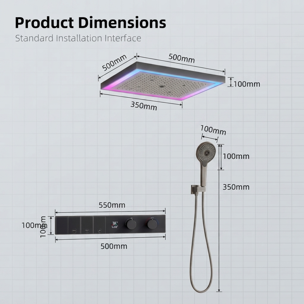 600x500 Vierfuncties Regendouc - Concealed Thermostatic Shower System Set recensie en prijs