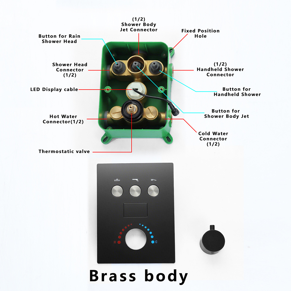 Modern matzwart inbouw douches - Concealed Thermostatic Shower System Set recensie en prijs