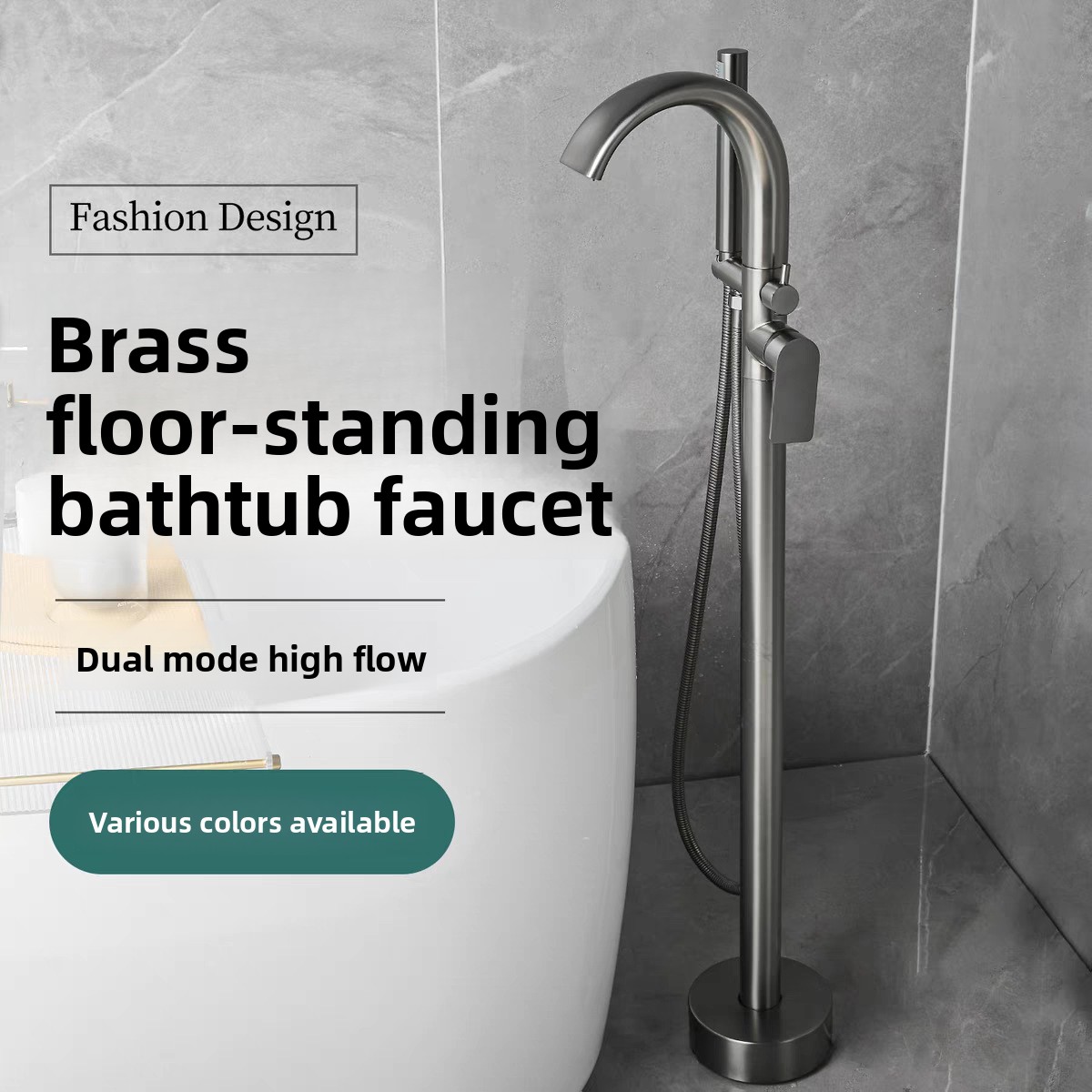 Gun Metal Hot Cold Vrijstaande - Freestanding Bathtub Filler Faucet Floor recensie en prijs