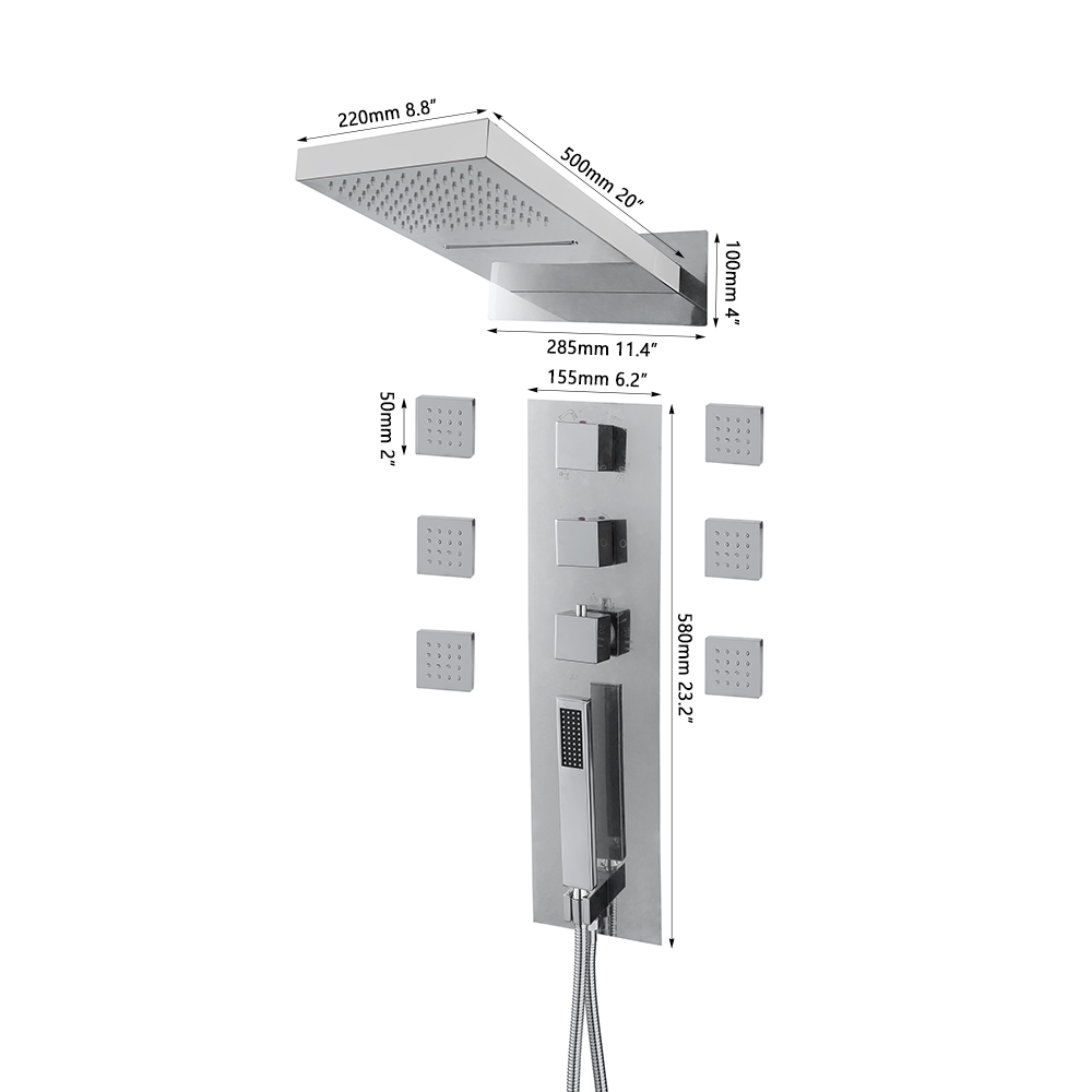 ZAPPO Massief Messing Inbouw D - Shower Body Jet Massage Spray Square recensie en prijs