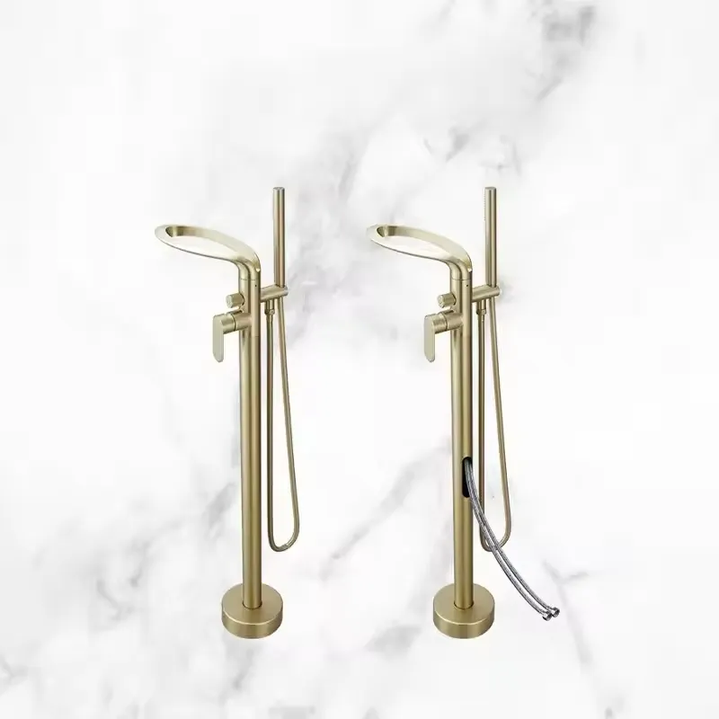 Moderne messing vrijstaande ba - Freestanding Bathtub Filler Faucet Floor recensie en prijs