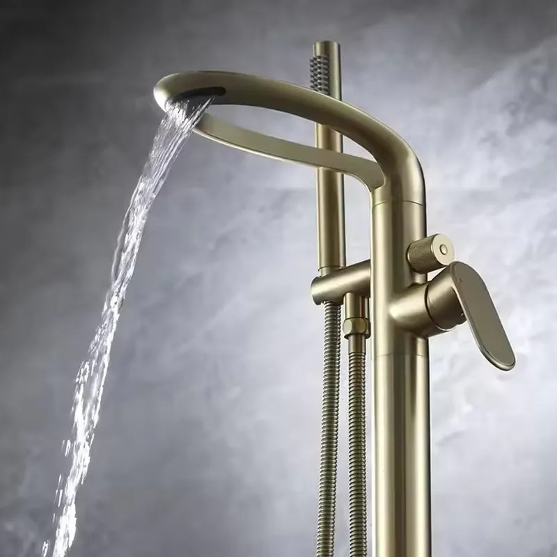 Moderne messing vrijstaande ba - Freestanding Bathtub Filler Faucet Floor recensie en prijs