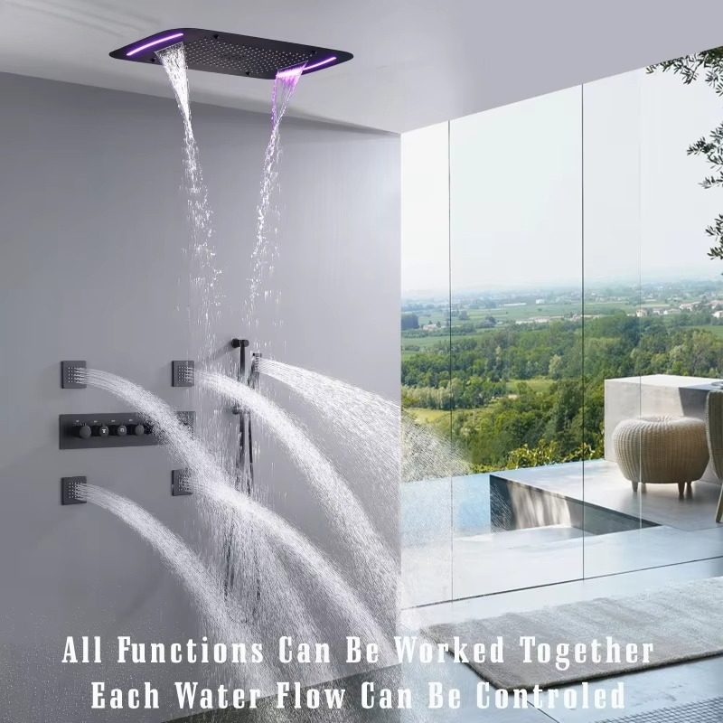 Matzwarte 710*430mm LED douche - Led Rainfall Shower Head Waterfall recensie en prijs