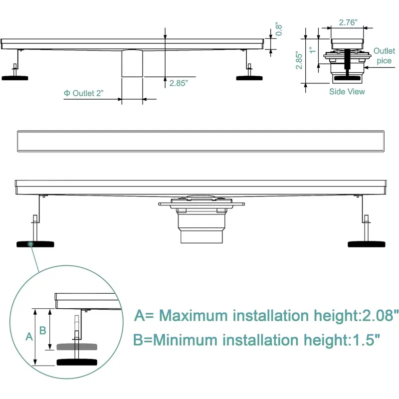 Moderne 304 roestvrijstalen li - Linear Shower Drain Stainless 304 Tile In recensie en prijs
