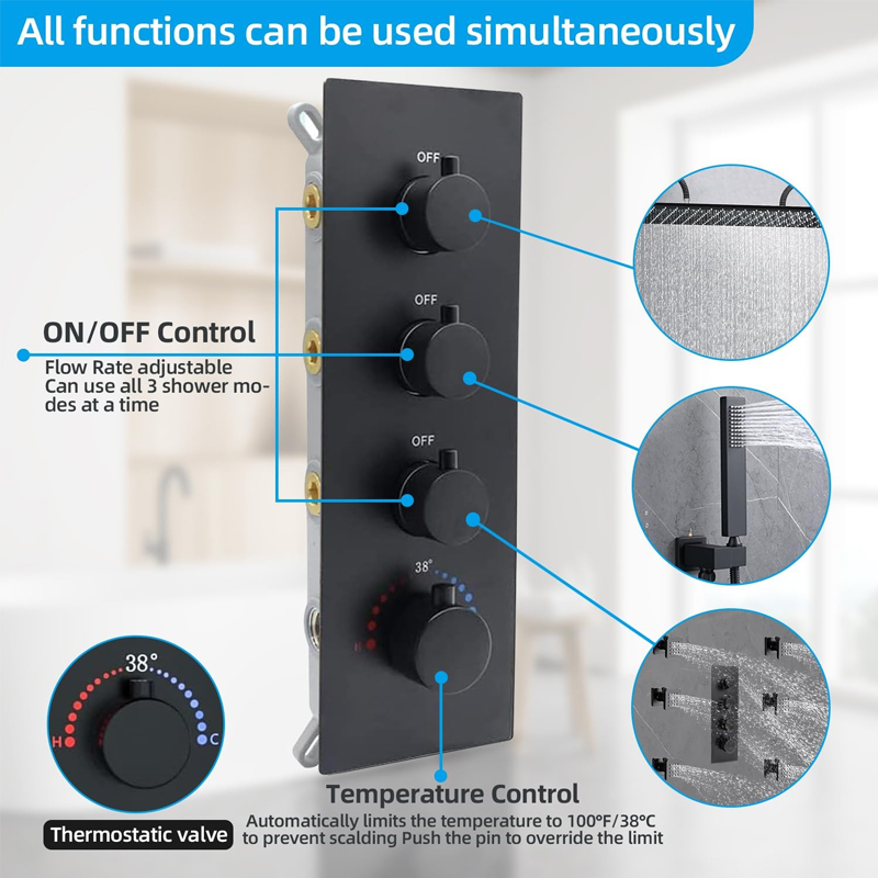 Nieuw modern thermostatisch in - Concealed Thermostatic Shower System Set recensie en prijs