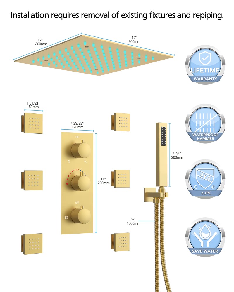 Badkamer Chroom Plafondmontage - Concealed Thermostatic Shower System Set recensie en prijs