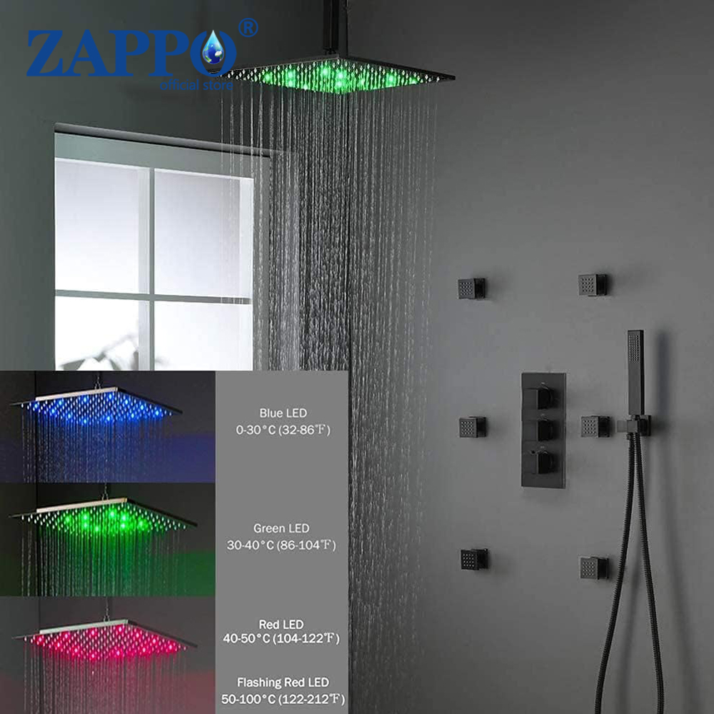 ZAPPO Matzwart thermostatisch  - Concealed Thermostatic Shower System Set recensie en prijs