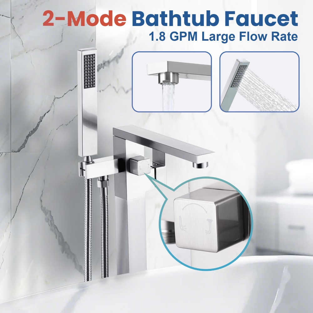 High Flow Tub Filler Kraan met - Freestanding Bathtub Filler Faucet Floor recensie en prijs