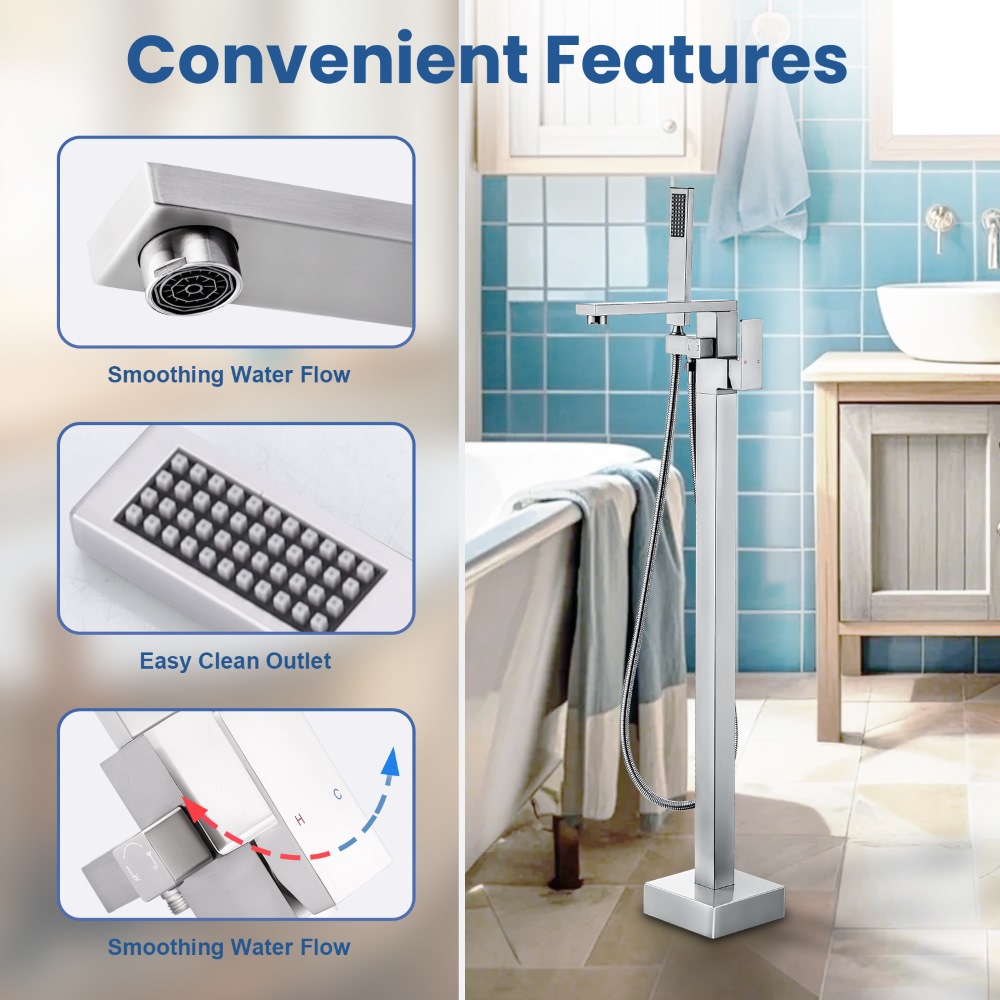 High Flow Tub Filler Kraan met - Freestanding Bathtub Filler Faucet Floor recensie en prijs