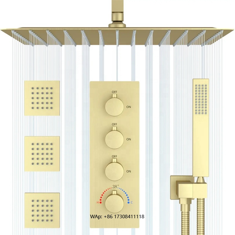 Geborsteld goud 16 inch verbor - Concealed Thermostatic Shower System Set recensie en prijs
