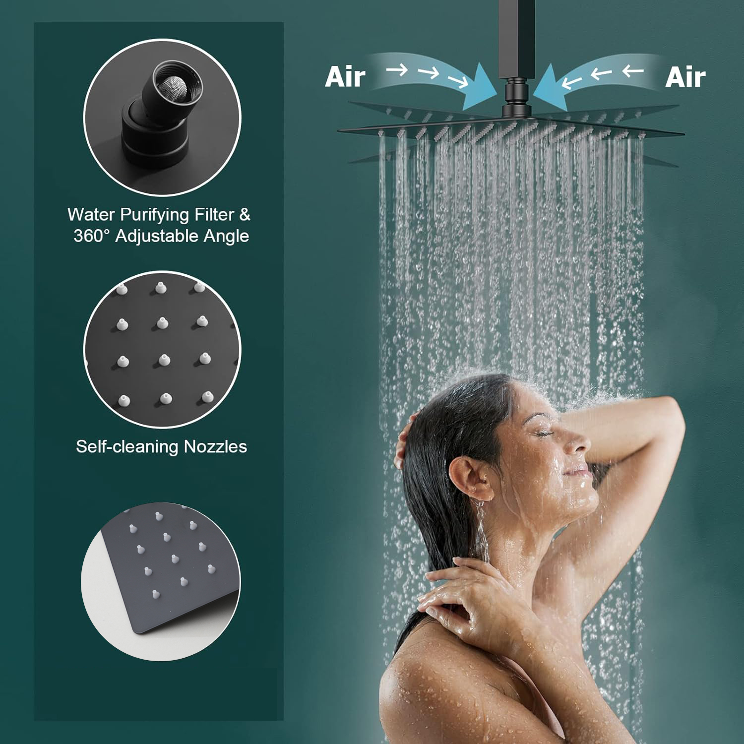 Zappo Mat Zwart Verborgen Douc - Concealed Thermostatic Shower System Set recensie en prijs