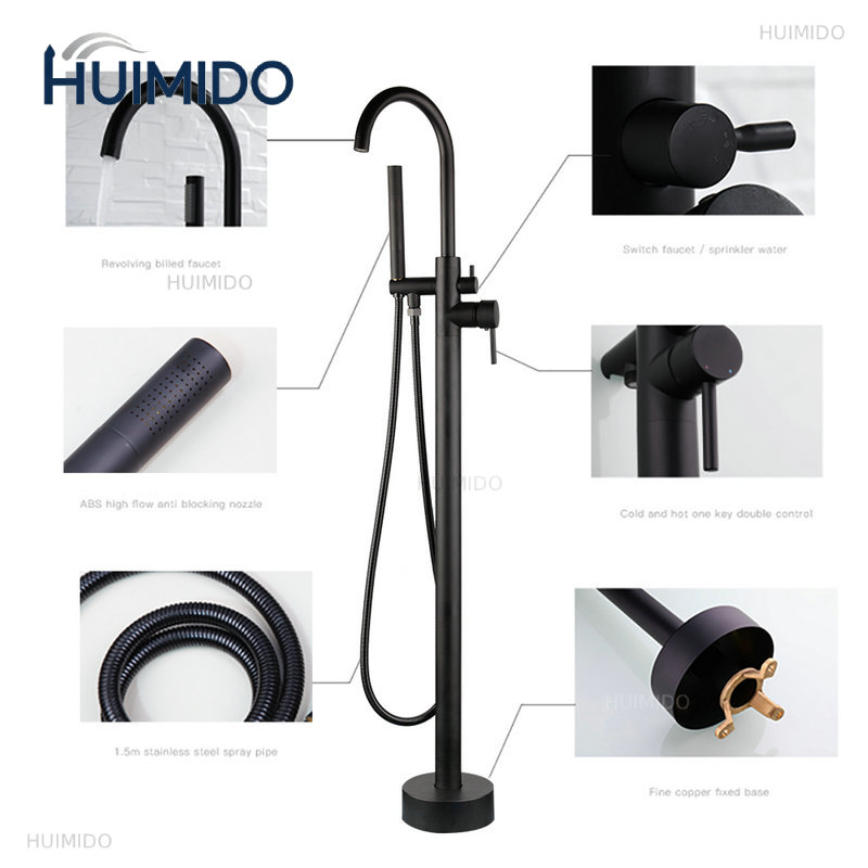 Vergulde badkuipvuller Douche  - Freestanding Bathtub Filler Faucet Floor recensie en prijs
