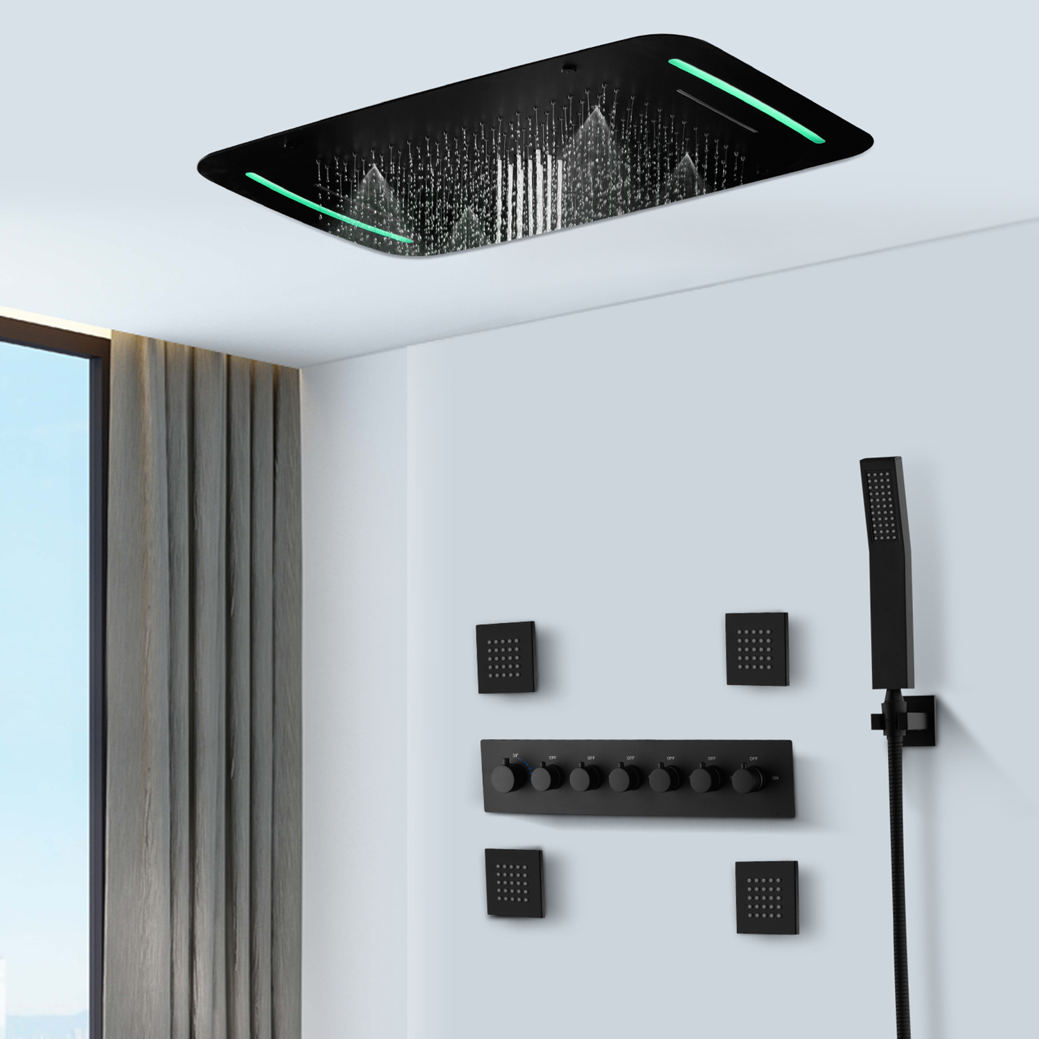 Moderne badkamer 6-functies sl - Led Rainfall Shower Head Waterfall recensie en prijs