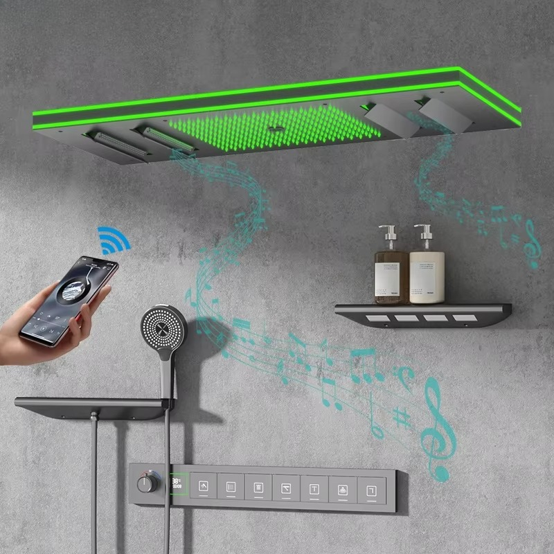 Nieuwe design geborsteld goude - Led Rainfall Shower Head Waterfall recensie en prijs
