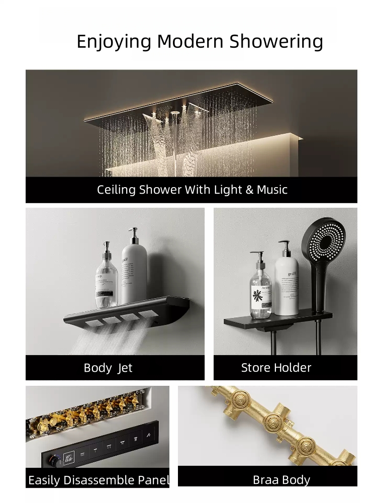 Badkamer douchesysteem set, in - Concealed Thermostatic Shower System Set recensie en prijs