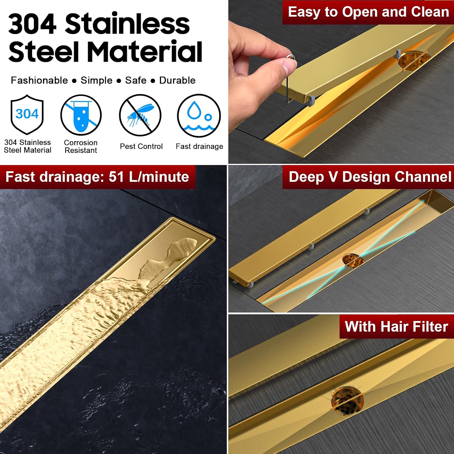 ®   Lineaire doucheafvoer - 32 - Linear Shower Drain Stainless 304 Tile In recensie en prijs
