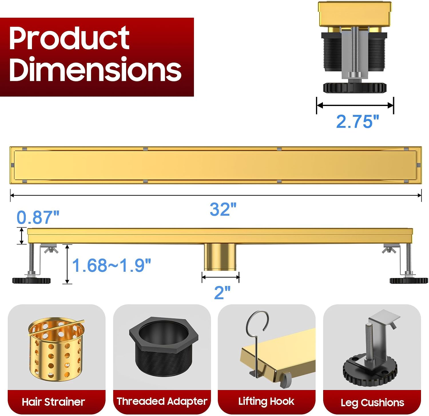 ®   Lineaire doucheafvoer - 32 - Linear Shower Drain Stainless 304 Tile In recensie en prijs