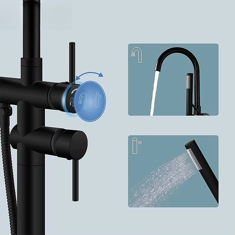 Zwarte messing vrijstaande bad - Freestanding Bathtub Filler Faucet Floor recensie en prijs