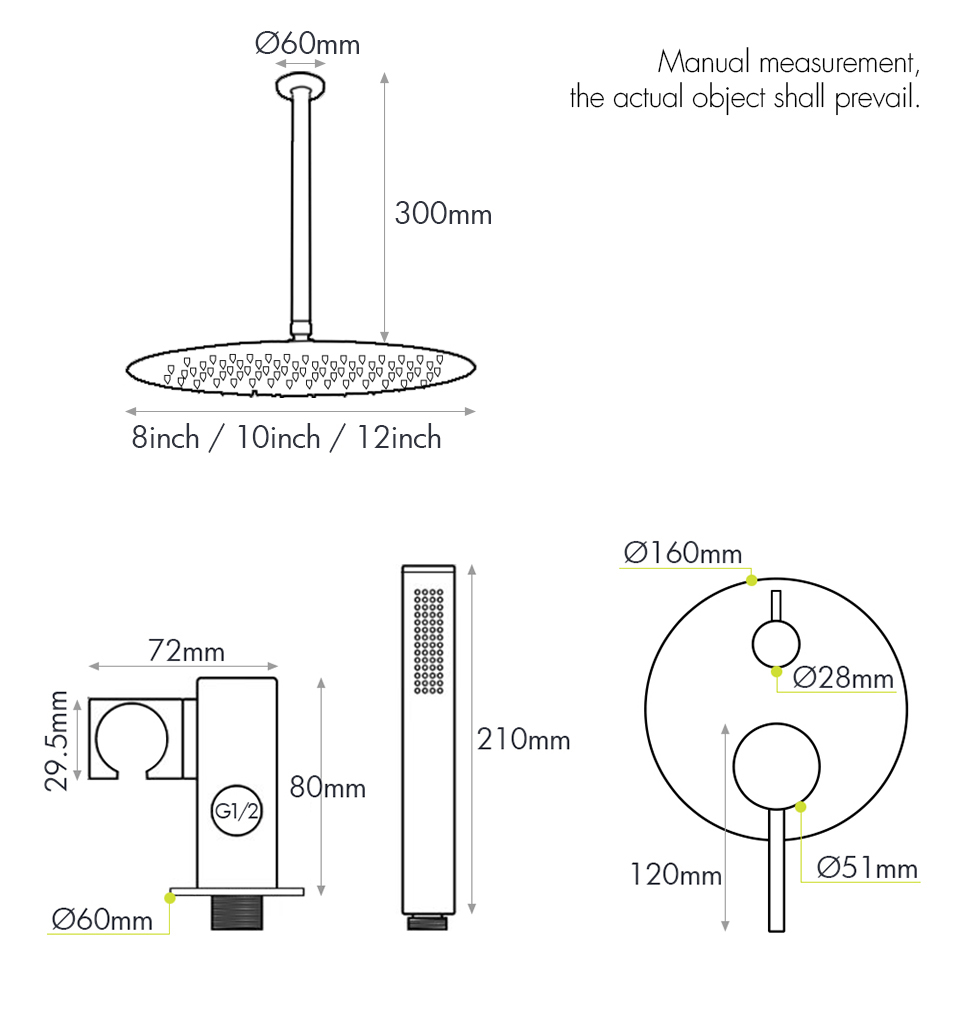 Matzwarte kraan 8-12'' Regendo - Shower Arm Ceiling Mount Brass Chrome recensie en prijs