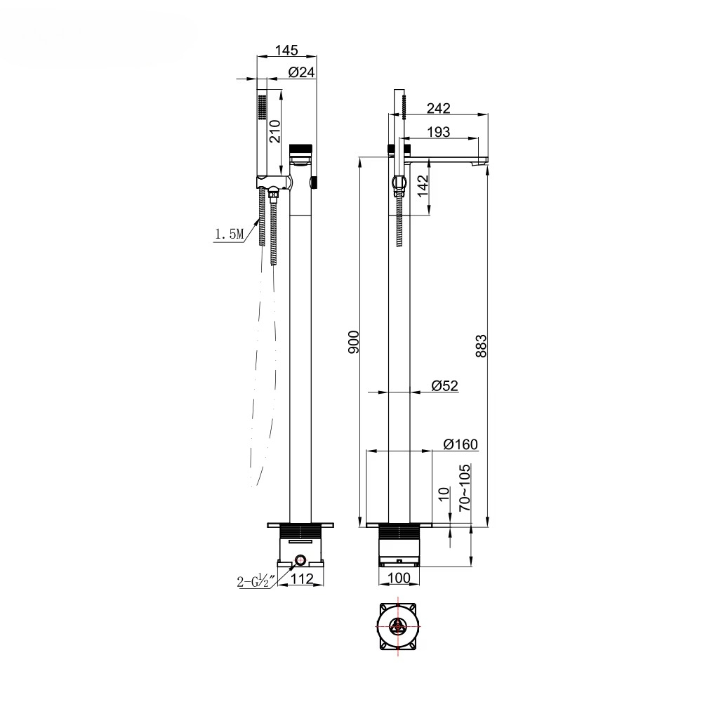 Hoogwaardige hotel moderne vlo - Freestanding Bathtub Filler Faucet Floor recensie en prijs