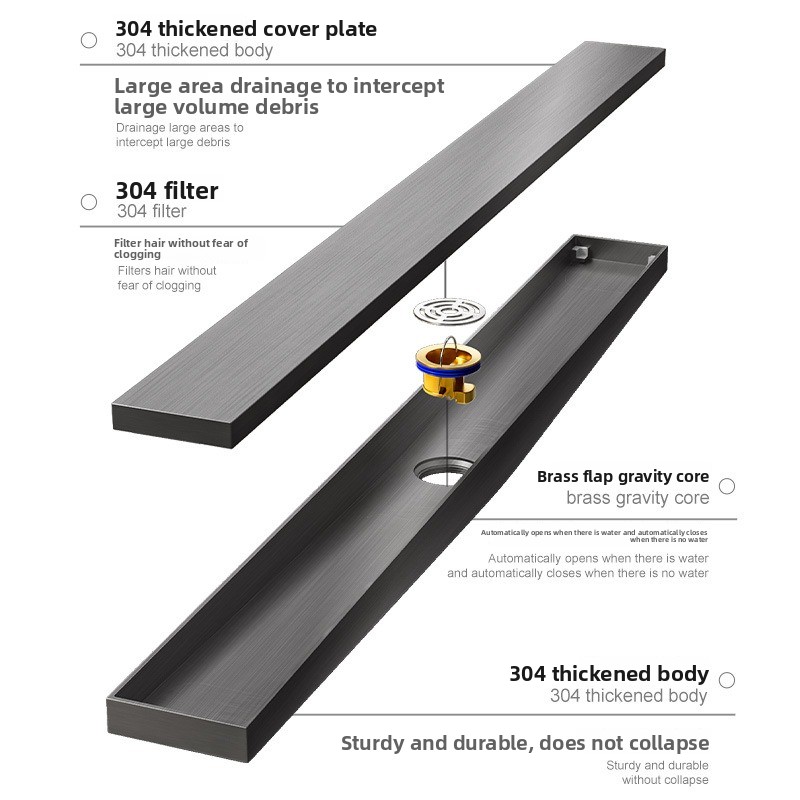 304 RVS Lineaire Vloerafvoer v - Linear Shower Drain Stainless 304 Tile In recensie en prijs