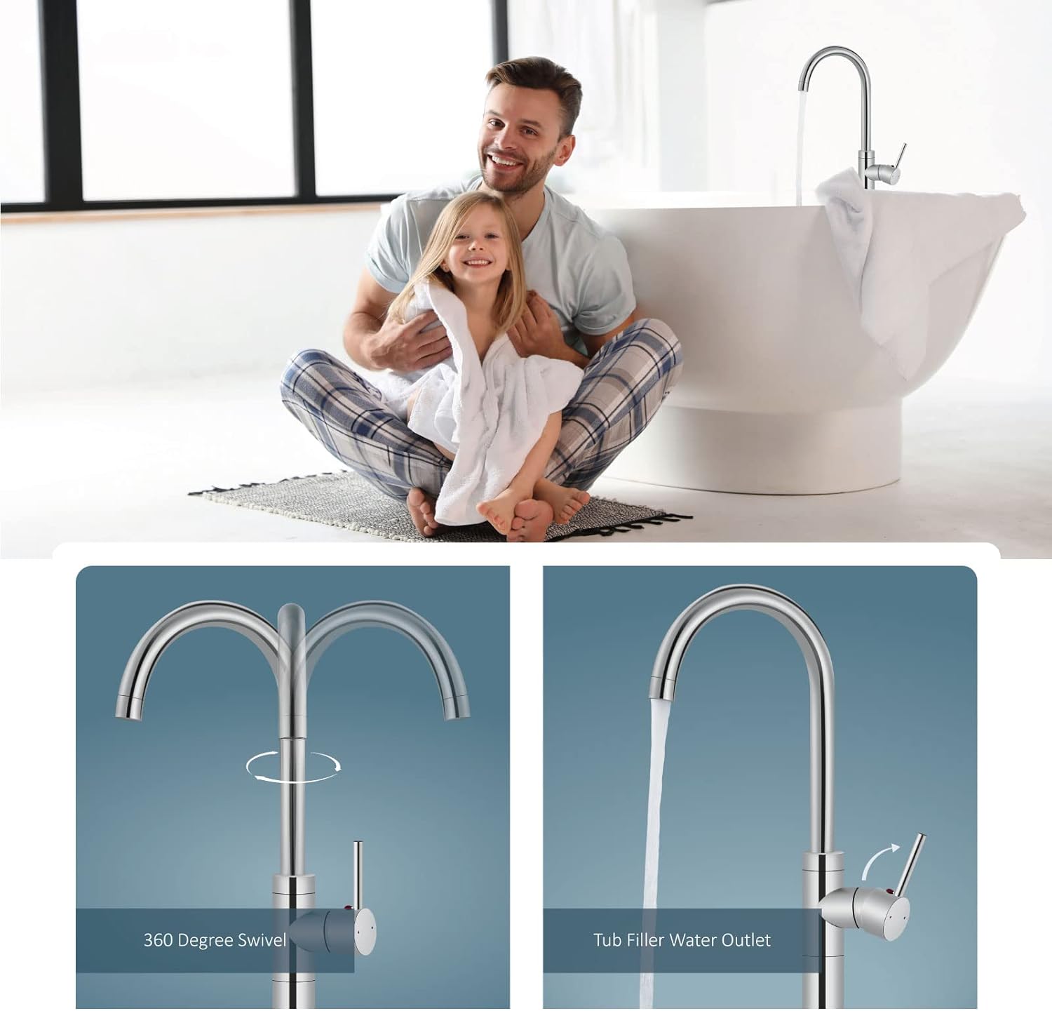 ZAPPO Vrijstaande badkuipkraan - Freestanding Bathtub Filler Faucet Floor recensie en prijs